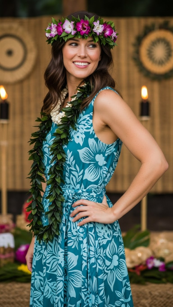 Peplum Tropical Top with Stretch Skirt