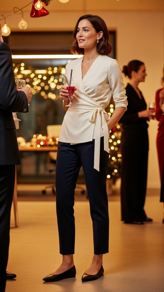 Wrap Top with Tailored Ankle Pants