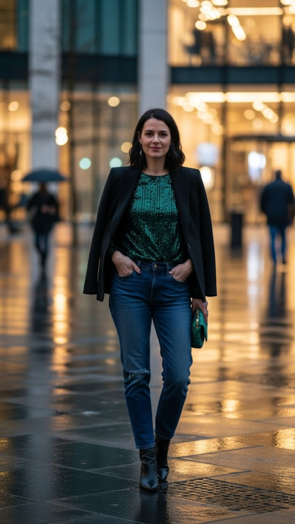 Denim and Blazer Party Look
