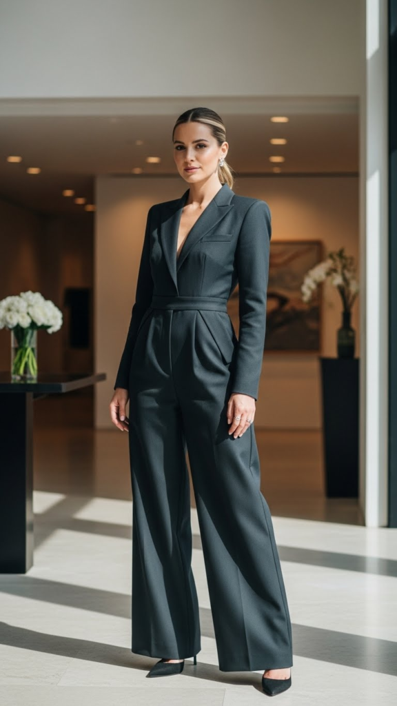 Structured Jumpsuit with Wide Legs