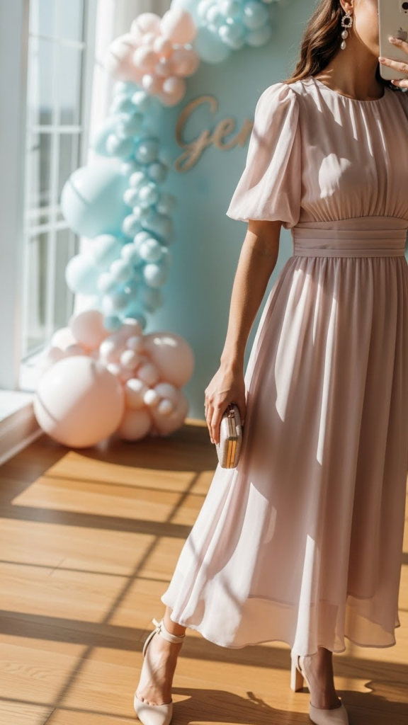 Puff Sleeve Chiffon Dress