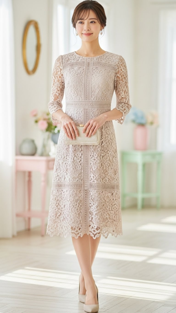 Lace Detail Knee-Length Dress