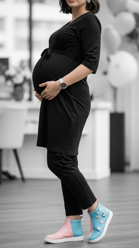 Monochrome Outfit with Color Shoes