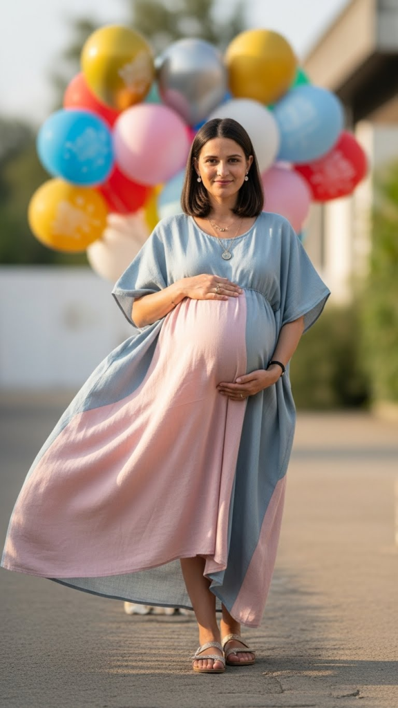 Flowy Wrap-Style Maternity Dress
