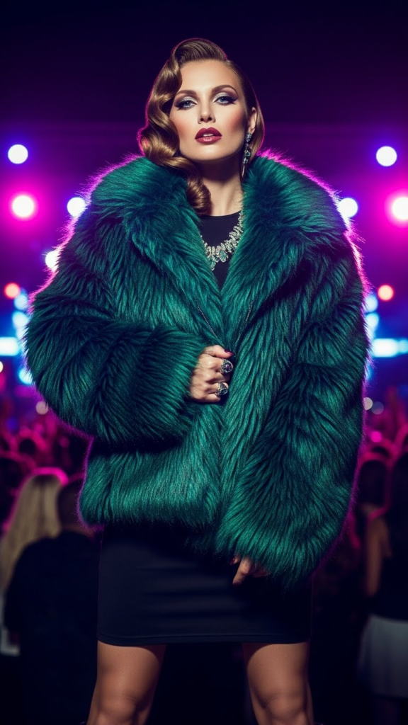 Statement Fur Jacket with Mini Dress