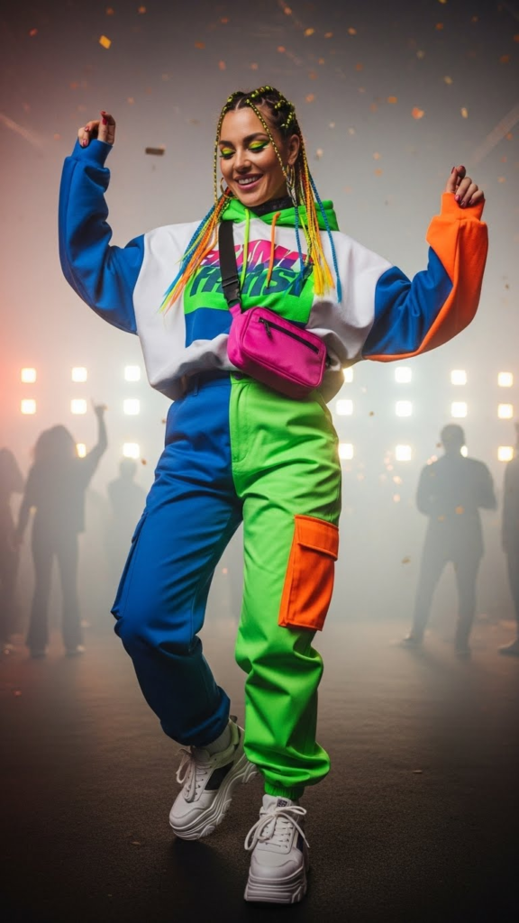 Color-Blocked Streetwear Ensemble