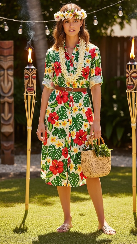 Button-Down Hawaiian Shirt Dress