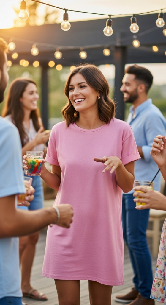 Casual Pink T-Shirt Dress