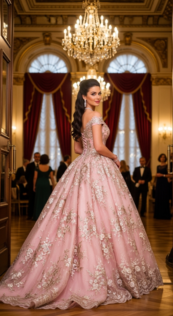 Glamorous Pink Ball Gown