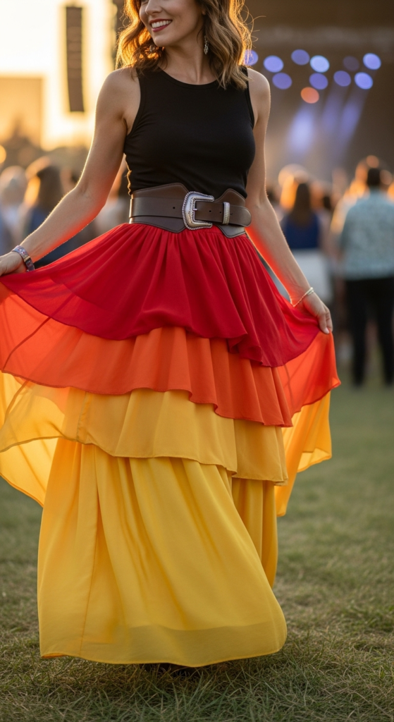  Layered Skirts with Statement Belt