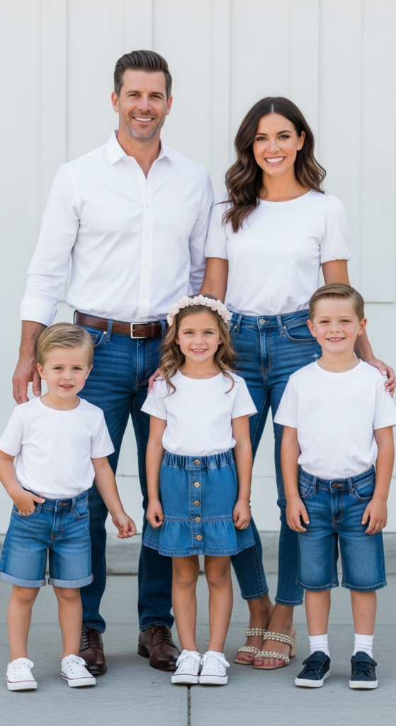Coordinated Denim and White