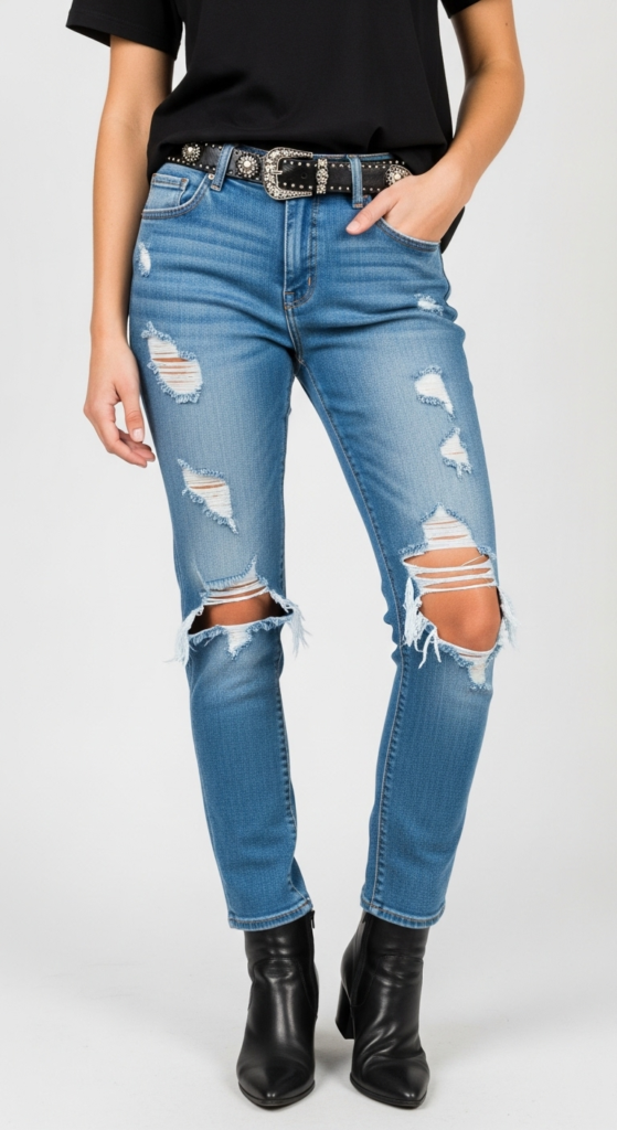 Ripped Jeans and Statement Belt