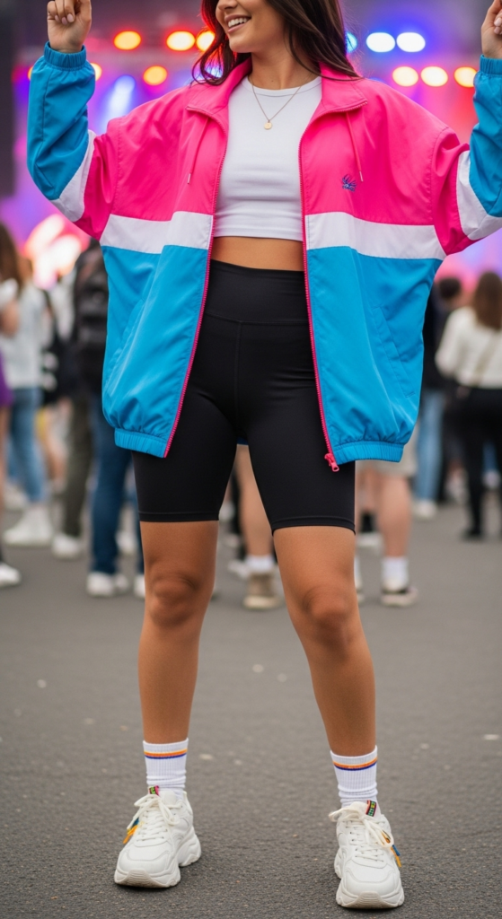Sporty Windbreaker and Bike Shorts