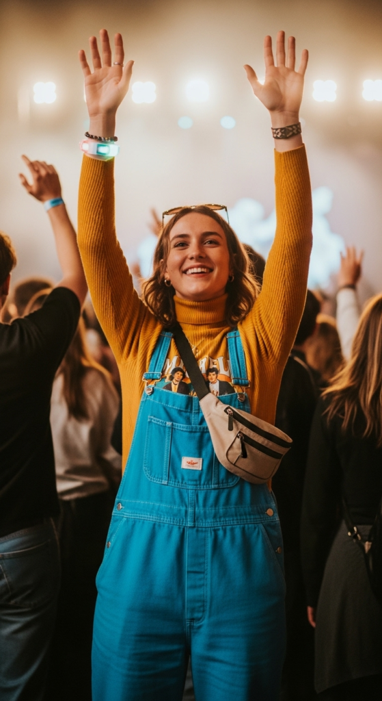 Colorful Overalls and Turtleneck