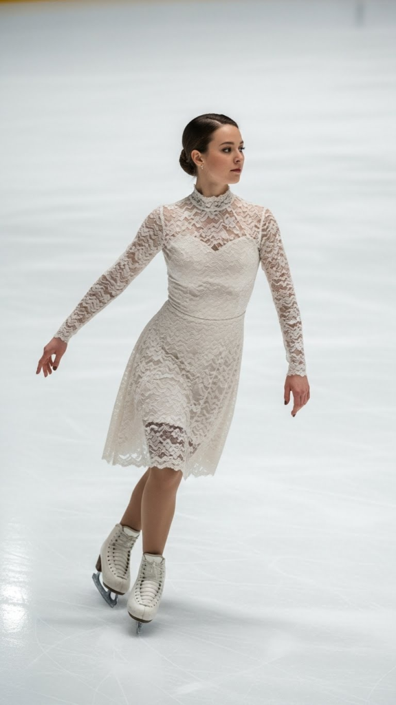 High-Neck Lace Skating Dress