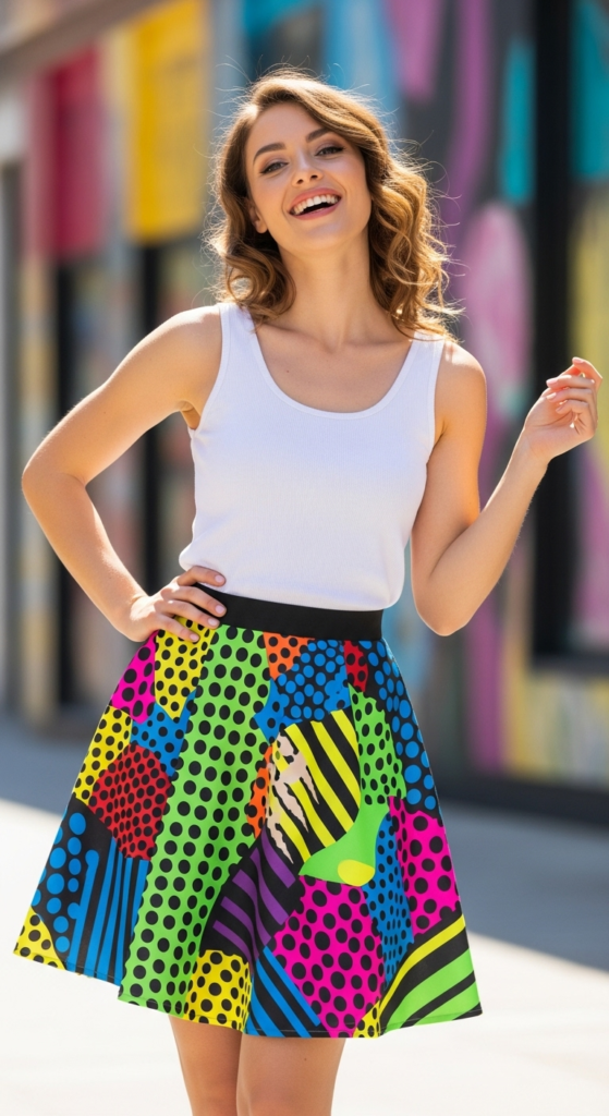 Funky Print Skirt Outfit