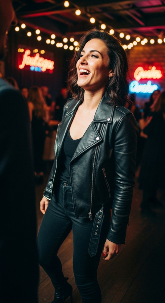 Edgy Leather Jacket Ensemble