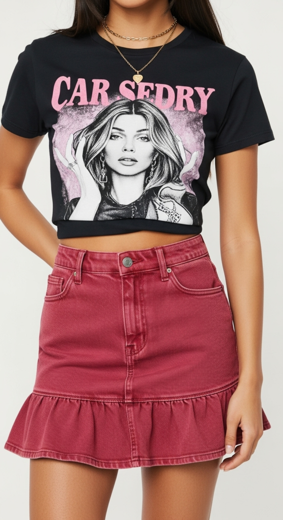 Flirty Mini Skirt and Graphic Tee