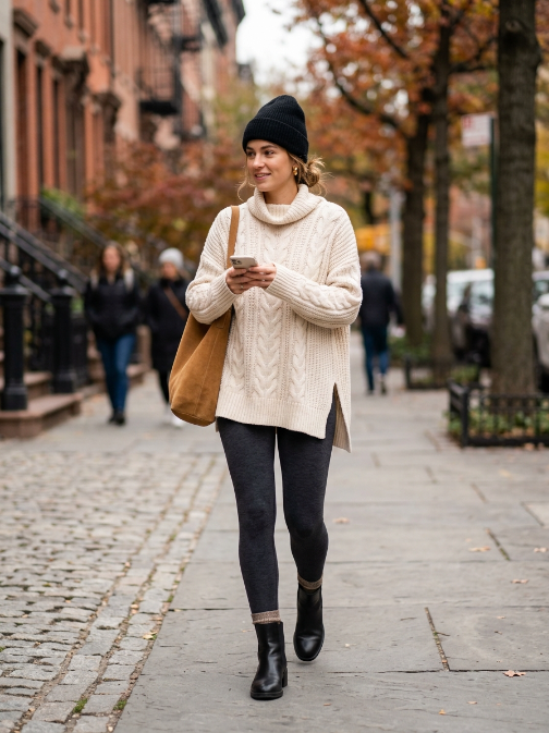 Relaxed Fit: Oversized Sweater with Leggings